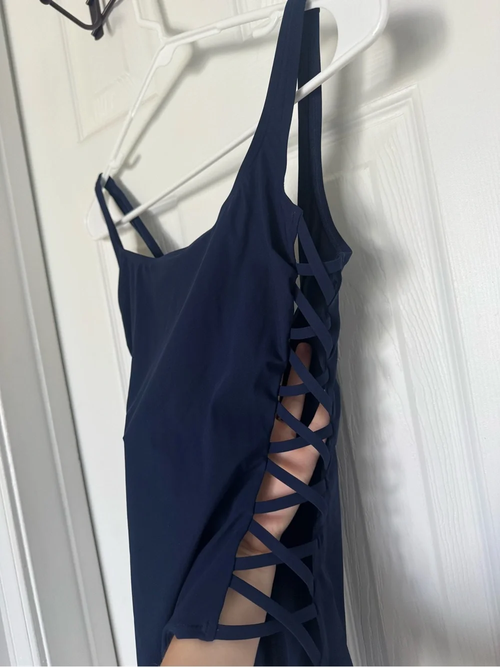 Tory Burch Navy Lattice Cutout One Piece Swimsuit XS